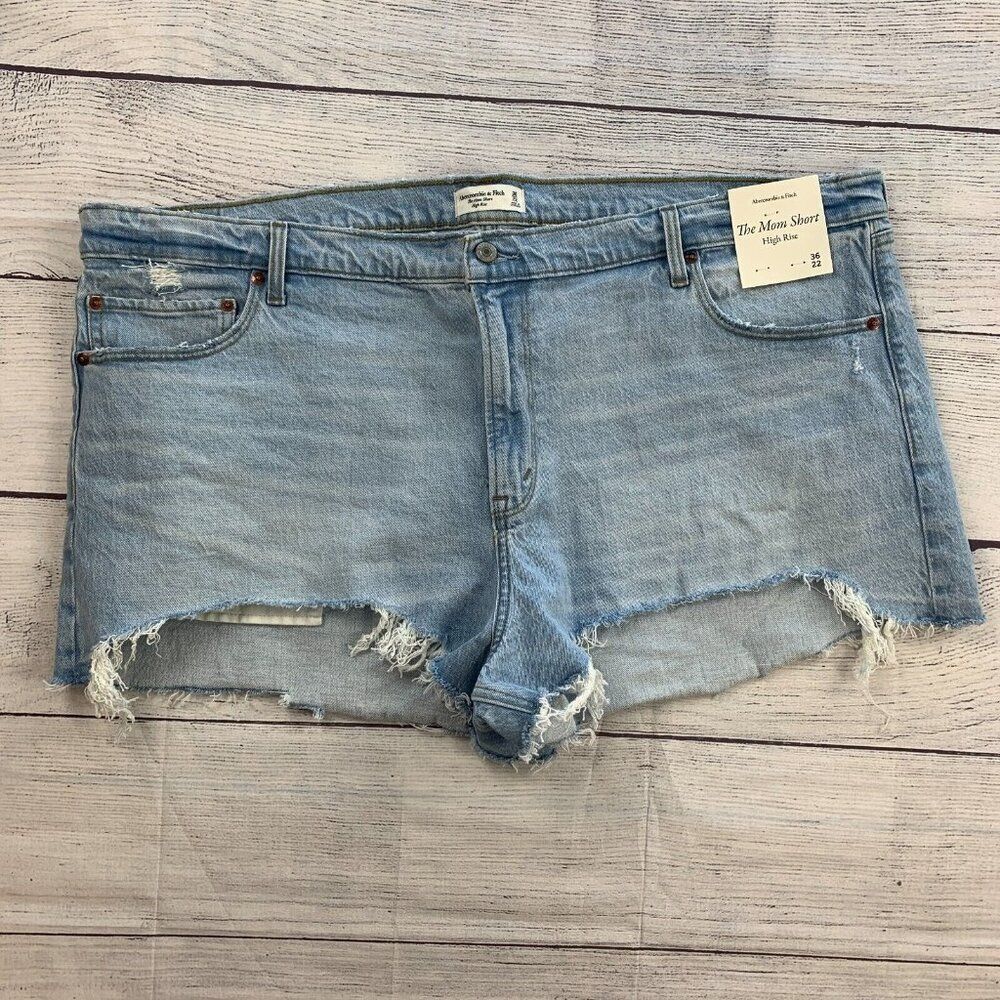 Abercrombie & Fitch Jean Shorts Women's sz 36 22 The Mom High Rise New NWT